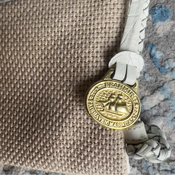 Brahmin natural woven white croc leather Crossbody Bag